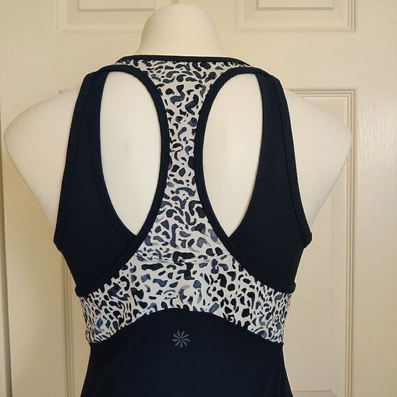 Athleta Mix Inversion navy & white cheetah print athletic tank top XS - Picture 4 of 10